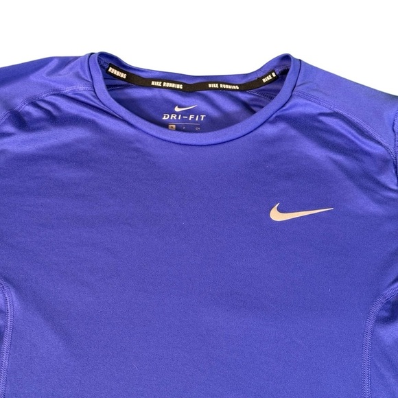Nike DRI-FIT Miler T-Shirt Men S Blue Purple Running Reflective Crew Neck 872021 - Picture 2 of 11